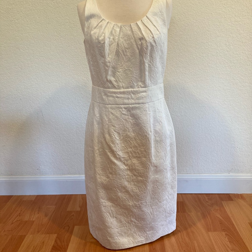 Banana Republic white sheath dress.
